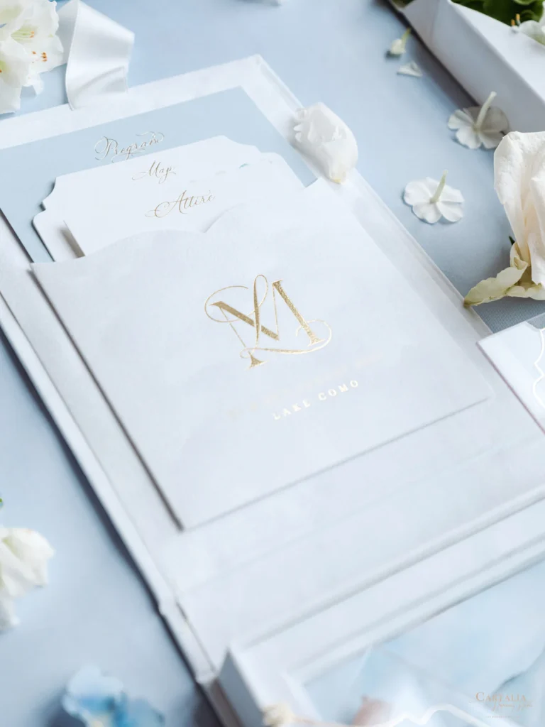 Cartalia_BESPOKE_Luxury_velvet_boxed_wedding_cards_luxury_lake_como_wedding_italy_Custom_Venue_hotstamping_wax_seal_monogram_Villa_Balbiano-16